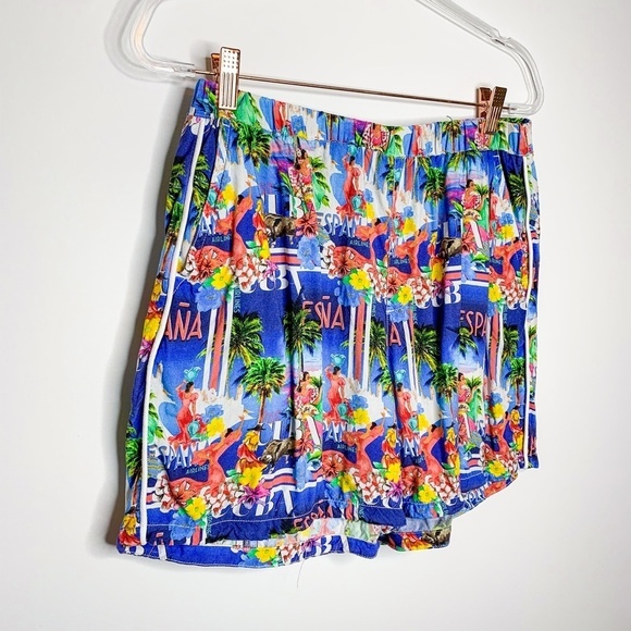 ASOS Mens Shorts ESPANA Tropical Pattern Elastic - Picture 2 of 6